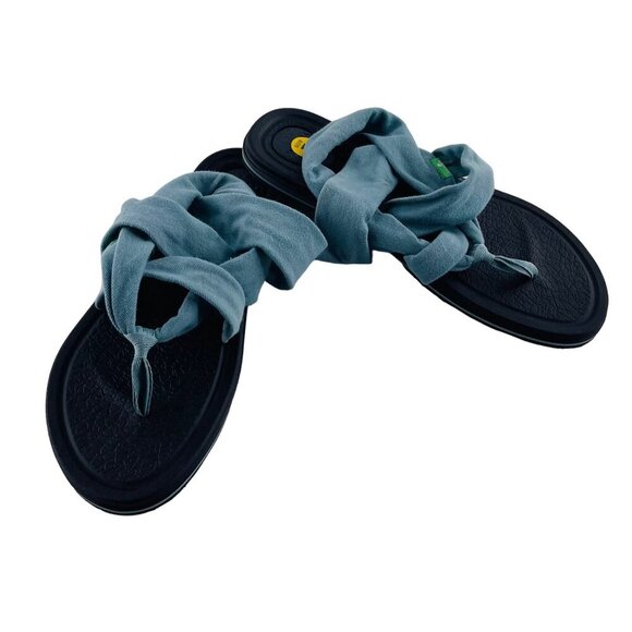 Sanuk‎ Womens Yoga Sling 2 Sandals Size 7 Blue Fabric Straps Rubber Outsole - Picture 2 of 4